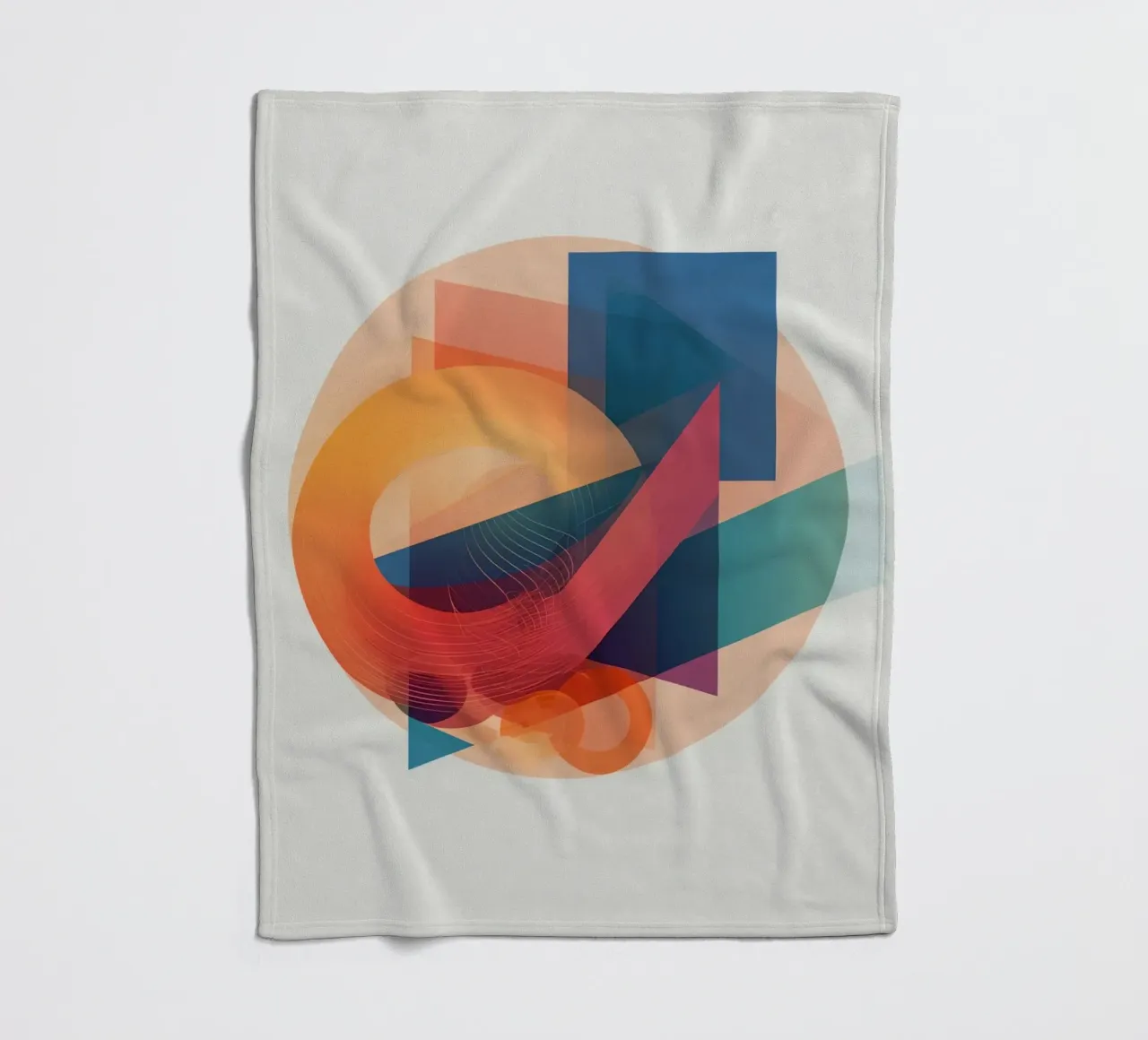 Abstract Geometric Composition with Circles Squares & Triang fleece blanket by DesignDoodle