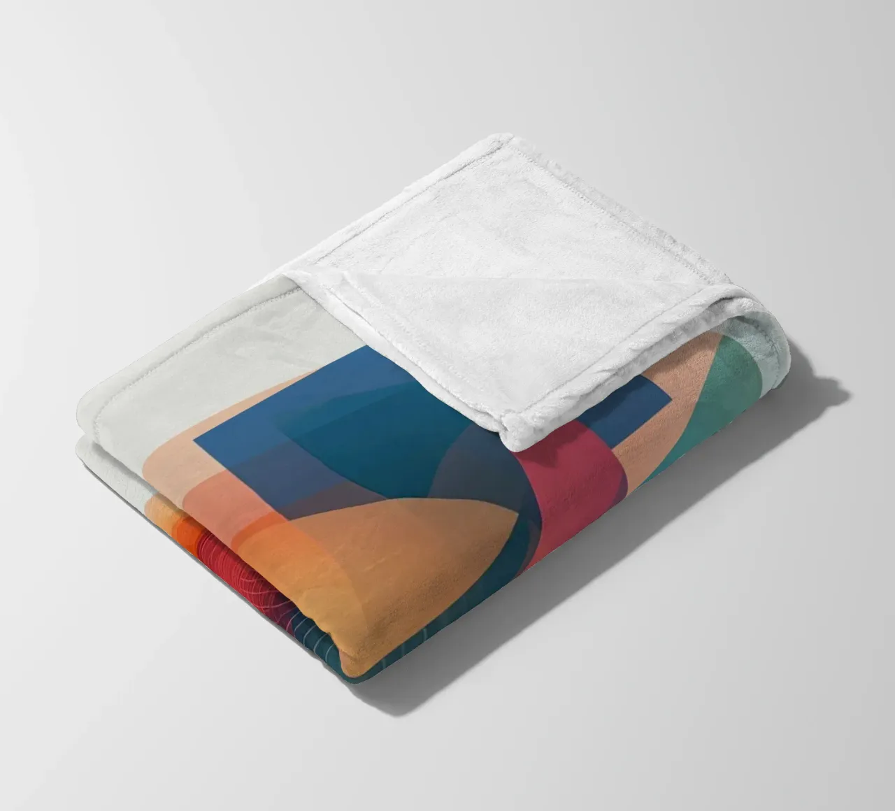 Abstract Geometric Composition with Circles Squares & Triang fleece blanket by DesignDoodle