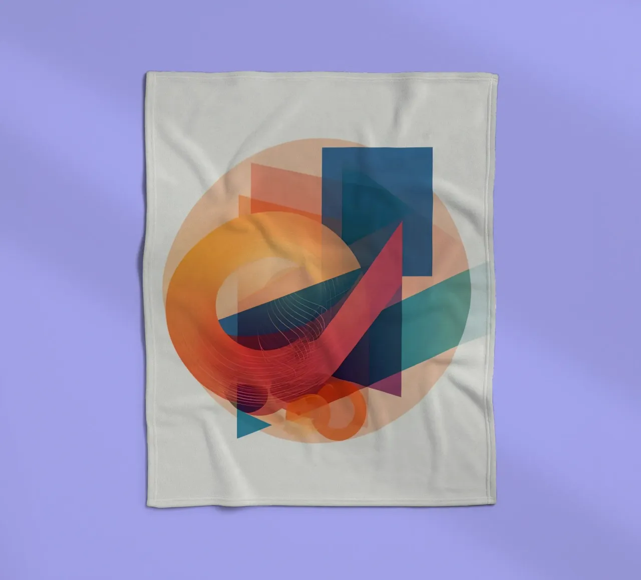 Abstract Geometric Composition with Circles Squares & Triang fleece blanket by DesignDoodle
