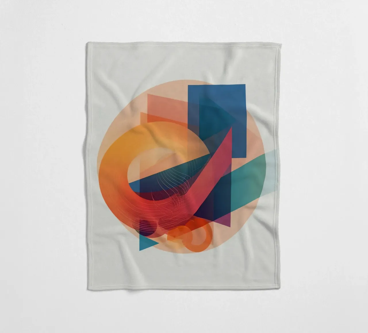 Abstract Geometric Composition with Circles Squares & Triang fleece blanket by DesignDoodle