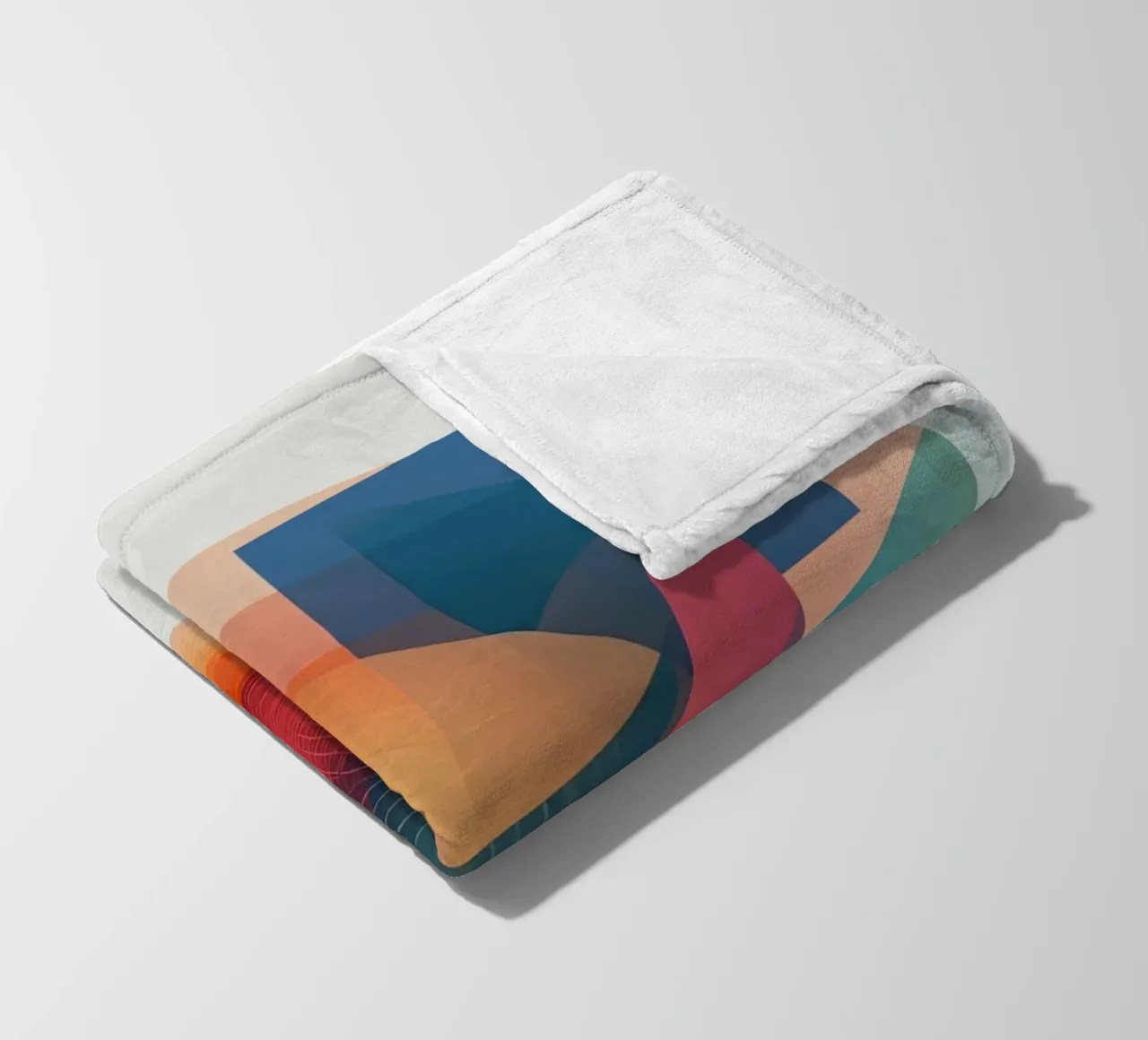 Abstract Geometric Composition with Circles Squares & Triang fleece blanket by DesignDoodle