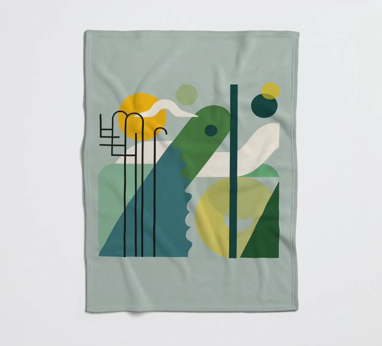 Composizione geometrica astratta con scala e arte circolare coperta in pile da DesignDoodle