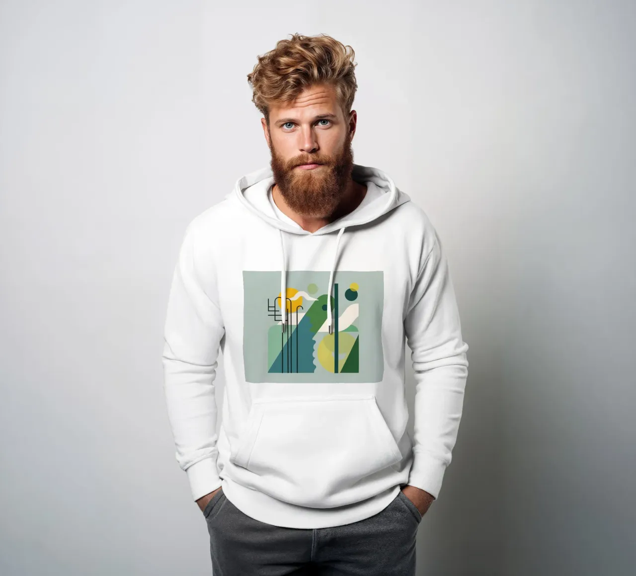 Composizione geometrica astratta con scala e arte circolare felpa con cappuccio da DesignDoodle