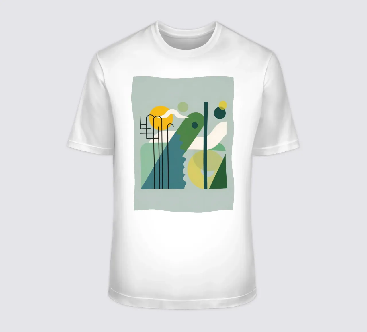 Composizione geometrica astratta con scala e arte circolare t-shirt da DesignDoodle