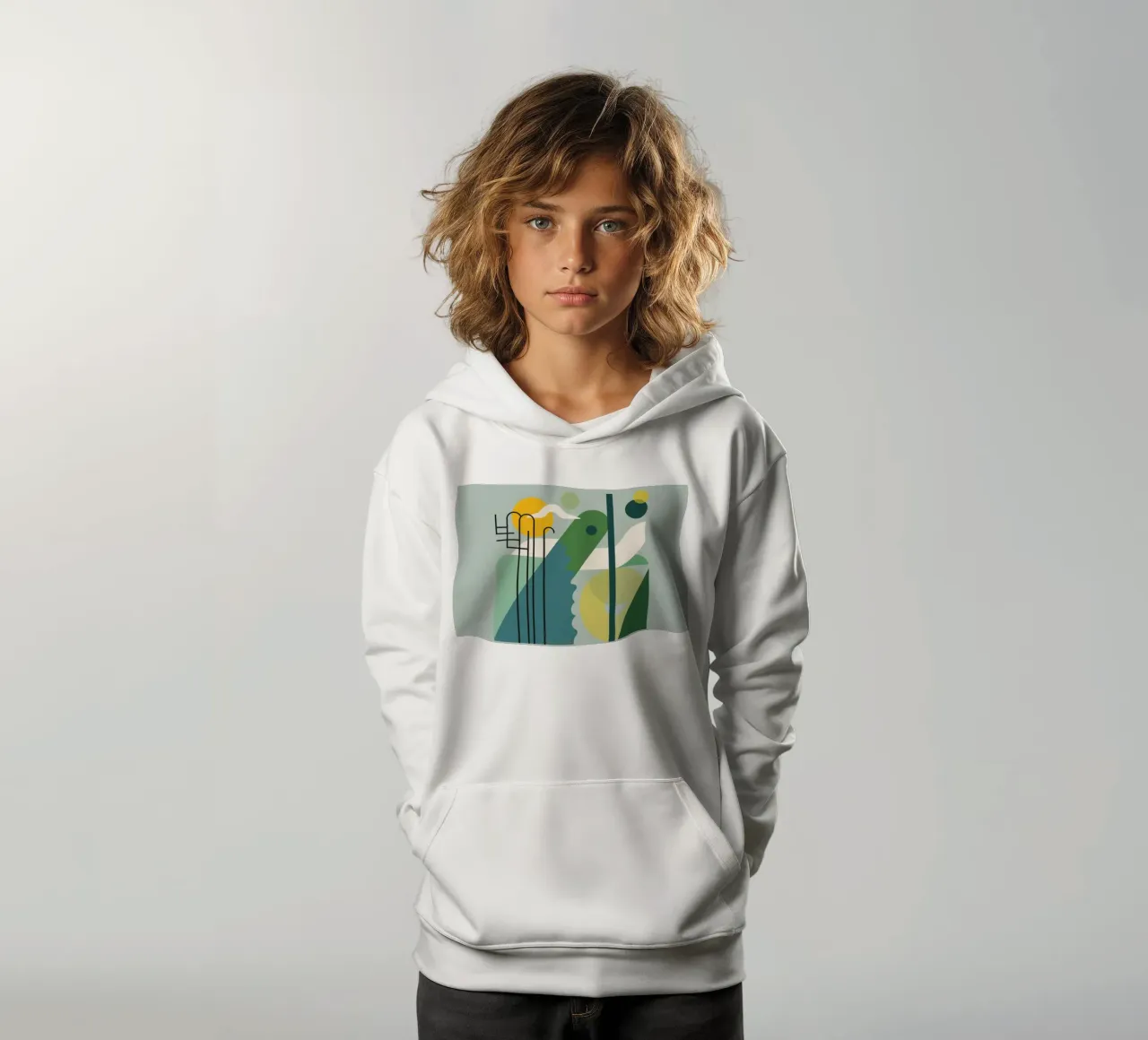Composizione geometrica astratta con scala e arte circolare felpa bambino con cappuccio da DesignDoodle