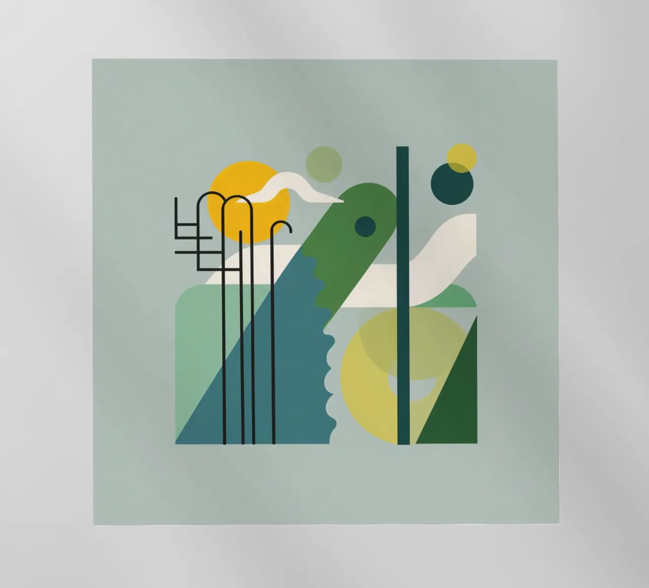 Composizione geometrica astratta con scala e arte circolare pellicola backlit da DesignDoodle