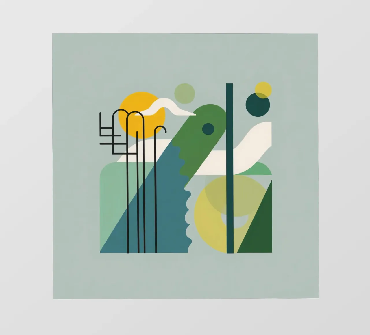 Composizione geometrica astratta con scala e arte circolare pellicola backlit da DesignDoodle