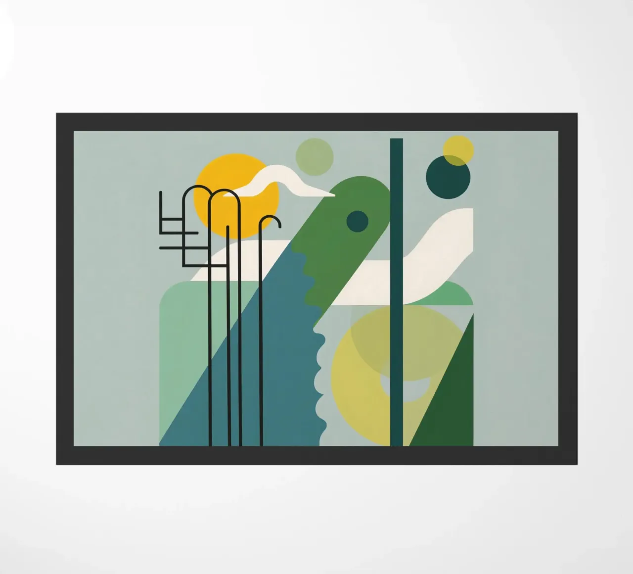 Composizione geometrica astratta con scala e arte circolare zerbino da DesignDoodle