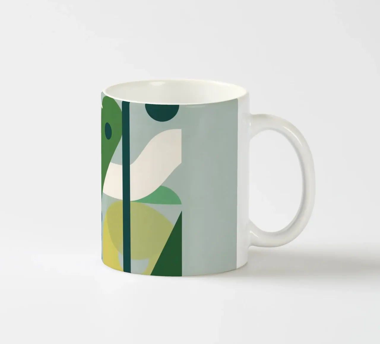 Composizione geometrica astratta con scala e arte circolare tazza in ceramica da DesignDoodle