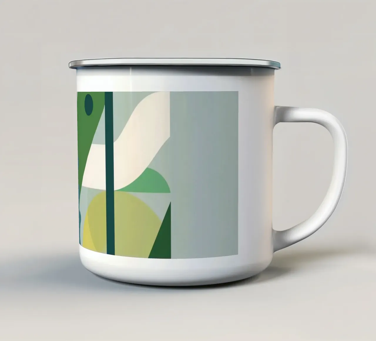 Composizione geometrica astratta con scala e arte circolare tazza in smalto da DesignDoodle
