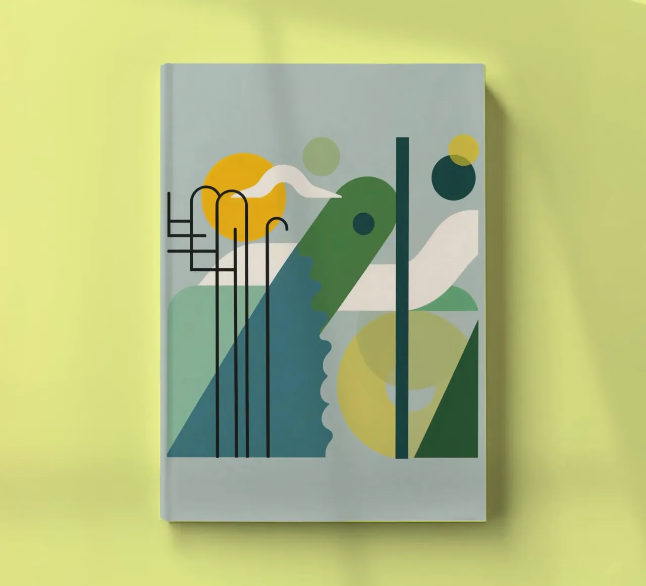 Abstract Geometric Composition with Ladder and Circular Art notebook by DesignDoodle