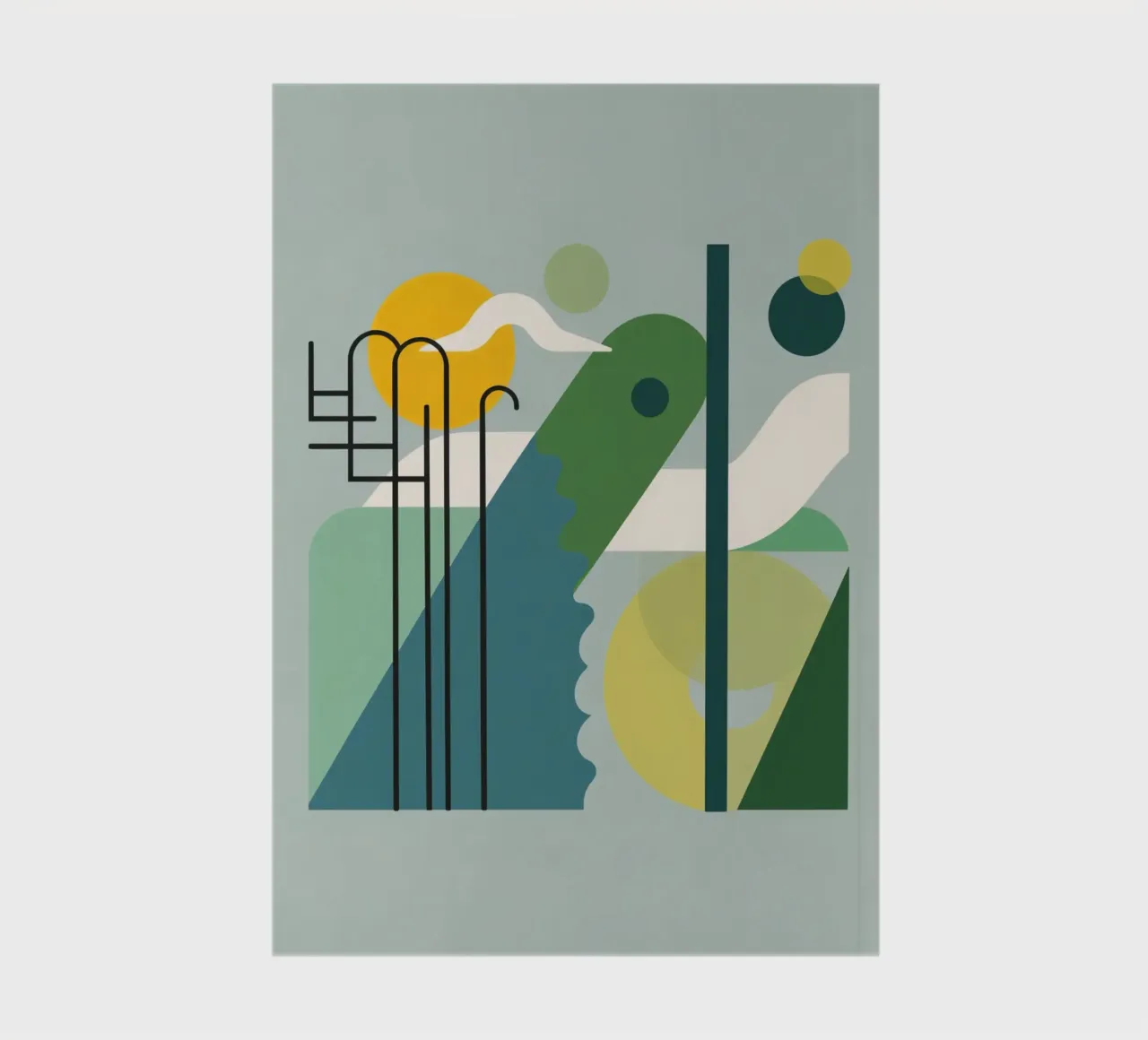 Abstract Geometric Composition with Ladder and Circular Art notebook by DesignDoodle