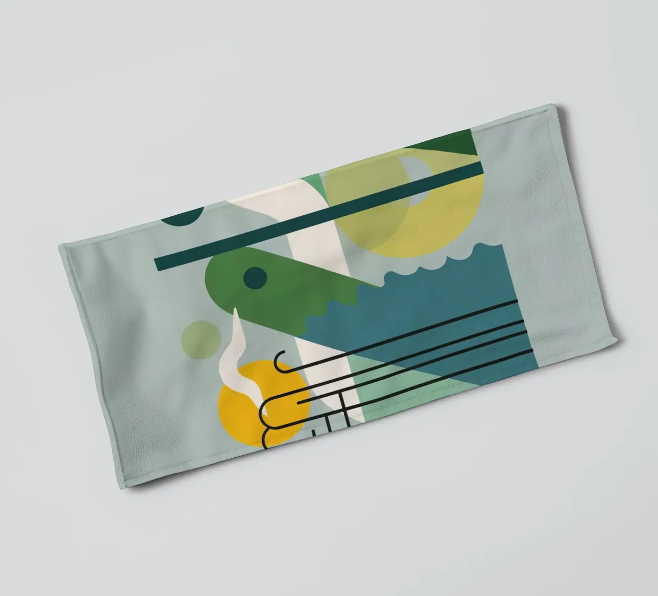 Abstract Geometric Composition with Ladder and Circular Art towel by DesignDoodle