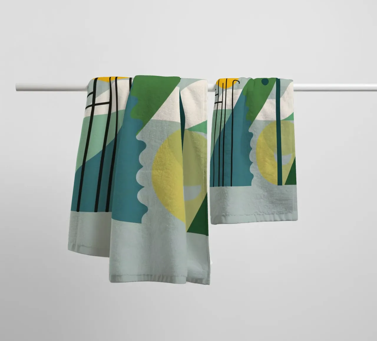 Abstract Geometric Composition with Ladder and Circular Art towel by DesignDoodle
