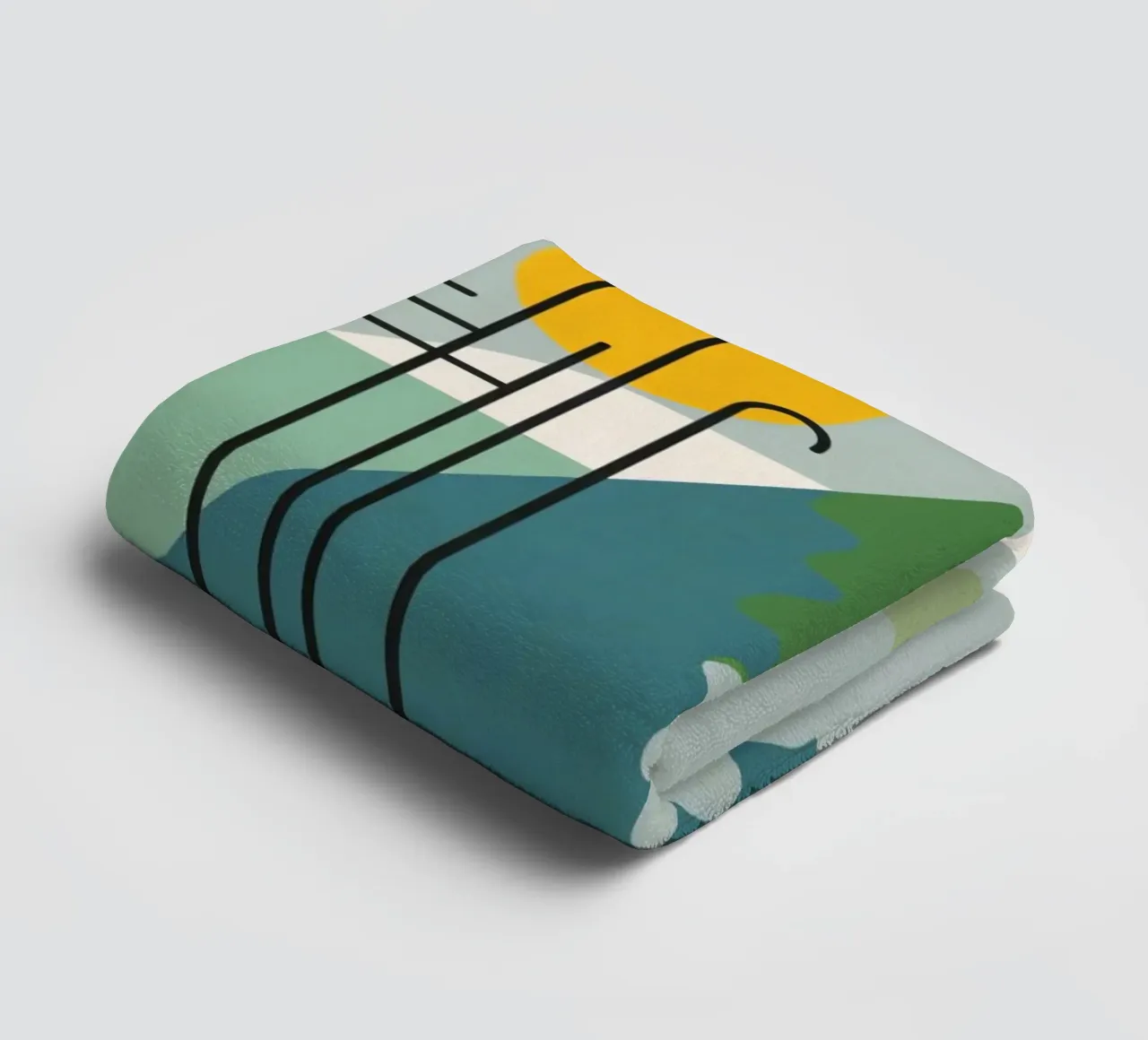 Abstract Geometric Composition with Ladder and Circular Art towel by DesignDoodle