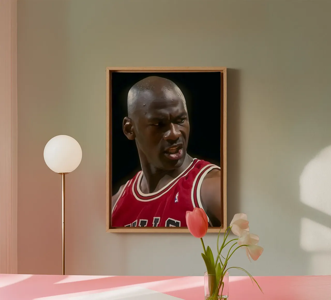 Michael Jordan tela con Cornice a cassetta da Low poly art