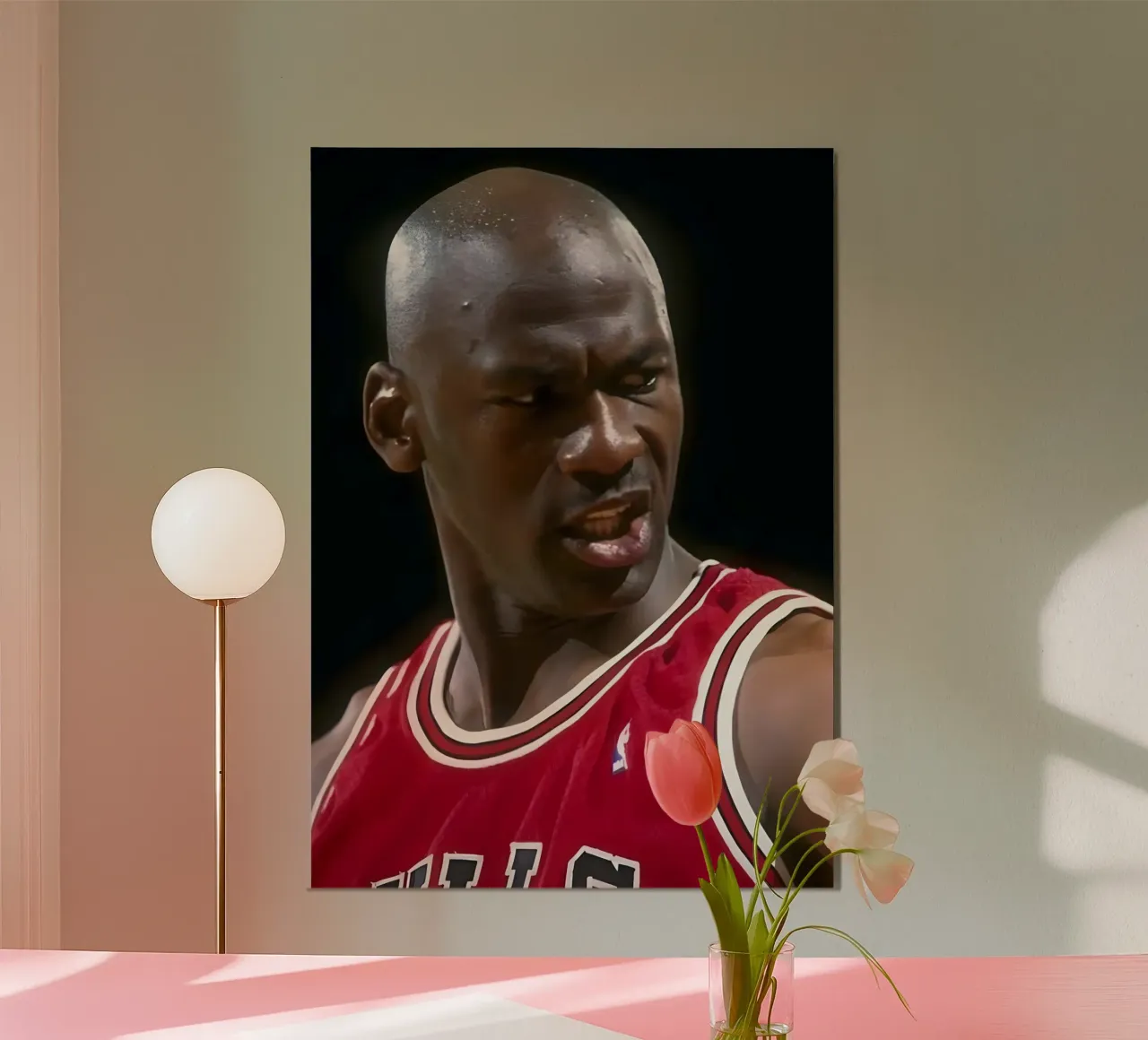Michael Jordan poster con telaio in legno da Low poly art