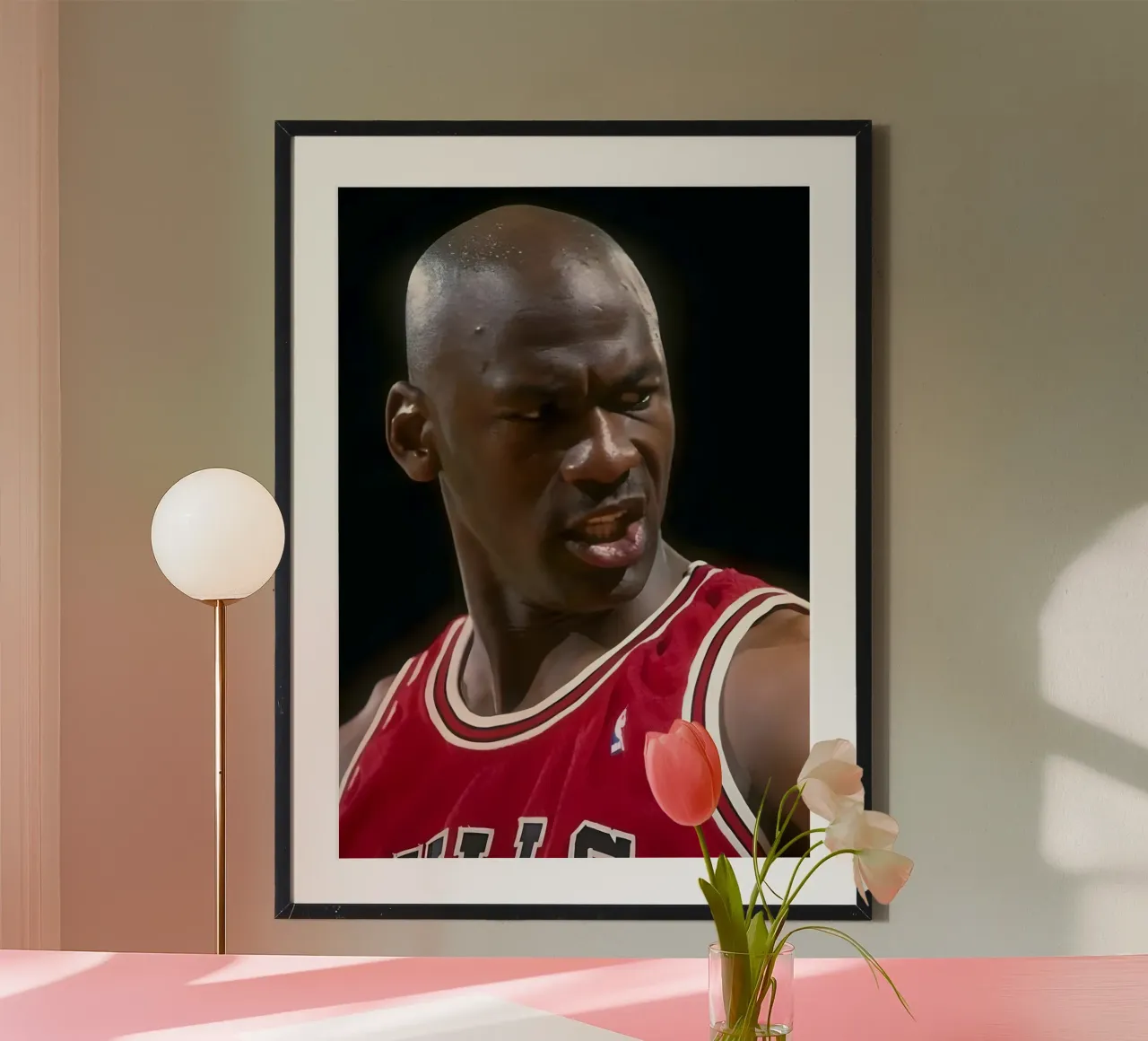 Michael Jordan poster con telaio in legno da Low poly art