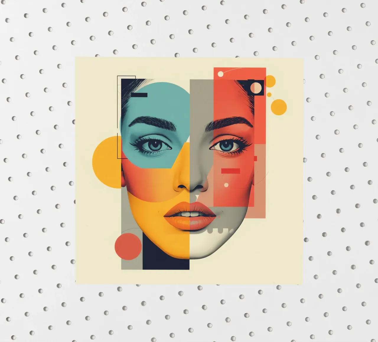 Abstract Geometric Portrait of Woman's Face with Shapes sticker by DesignDoodle