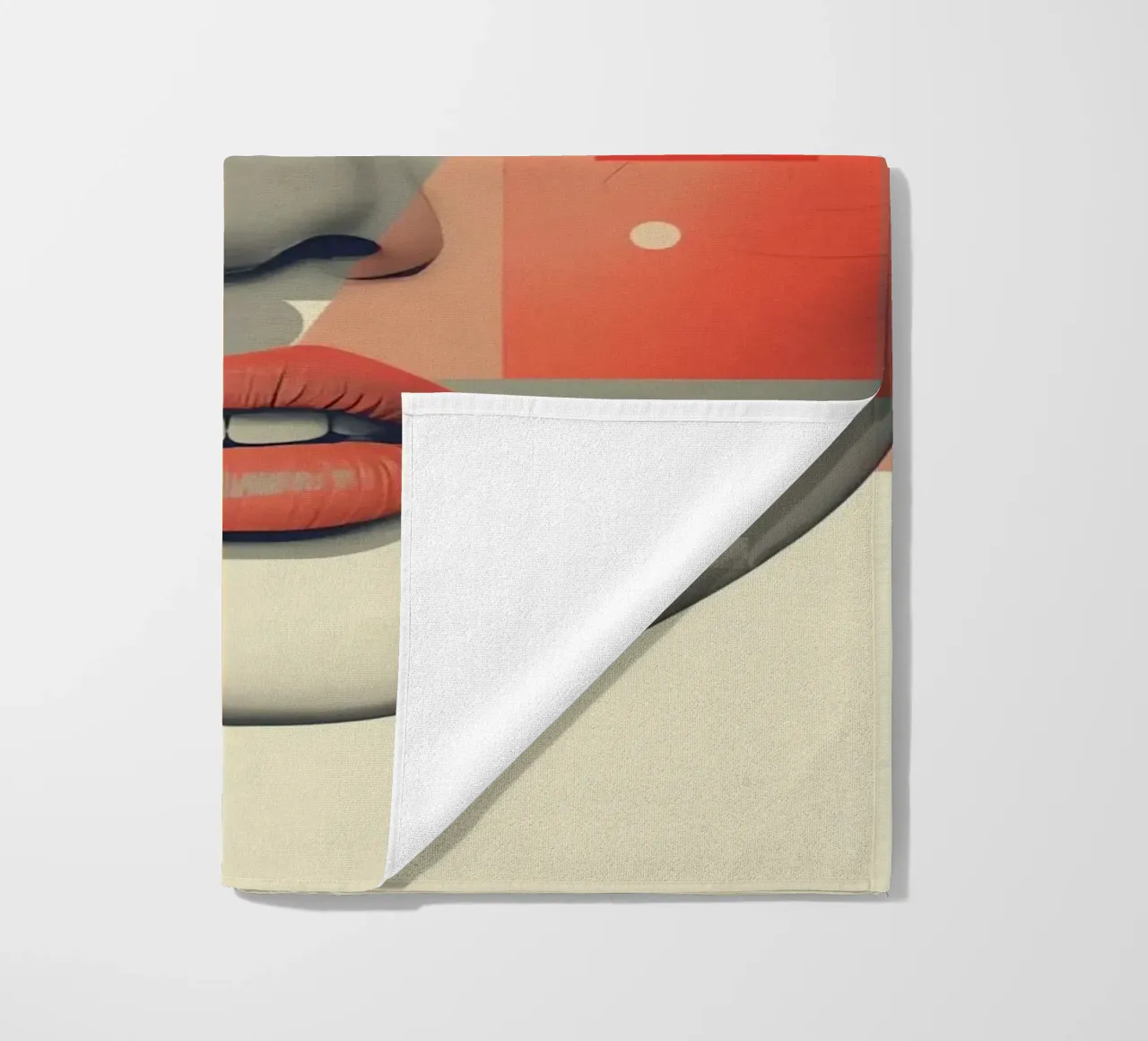 Abstract Geometric Portrait of Woman's Face with Shapes beach towel by DesignDoodle
