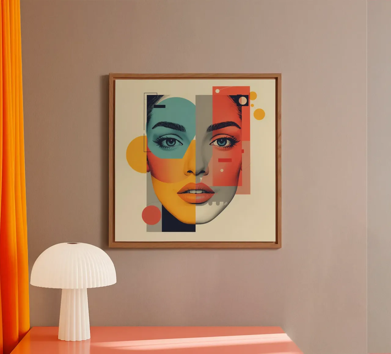 Abstract Geometric Portrait of Woman's Face with Shapes alu-dibond by DesignDoodle