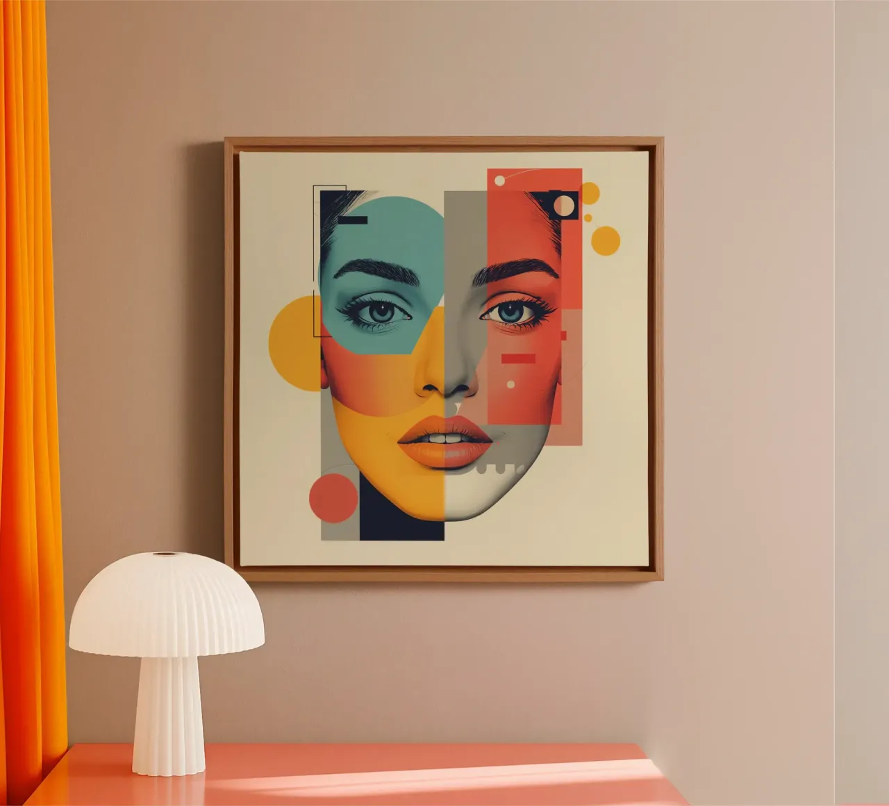 Abstract Geometric Portrait of Woman's Face with Shapes canvas by DesignDoodle