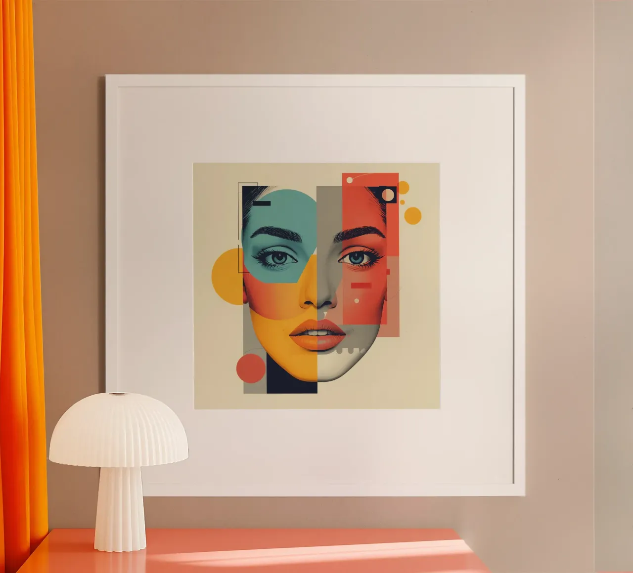 Ritratto geometrico astratto di viso di donna con forme poster da DesignDoodle