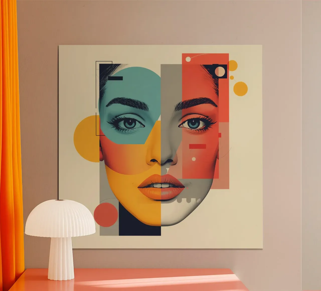 Abstract Geometric Portrait of Woman's Face with Shapes hahnemühle by DesignDoodle