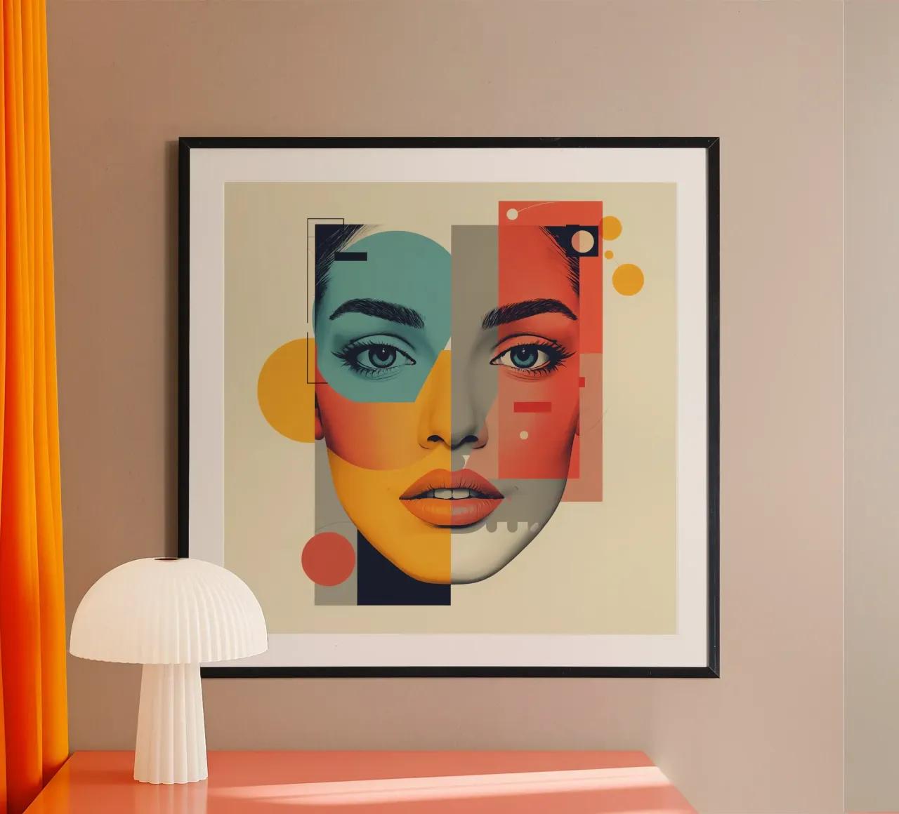 Ritratto geometrico astratto di viso di donna con forme poster da DesignDoodle