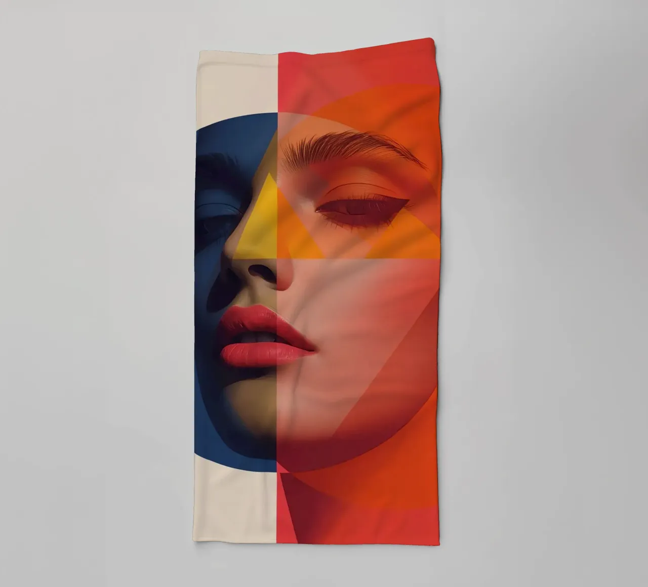 Abstract Geometric Portrait with Face and Shapes towel by DesignDoodle