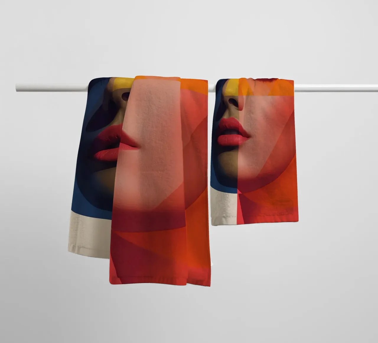 Abstract Geometric Portrait with Face and Shapes towel by DesignDoodle