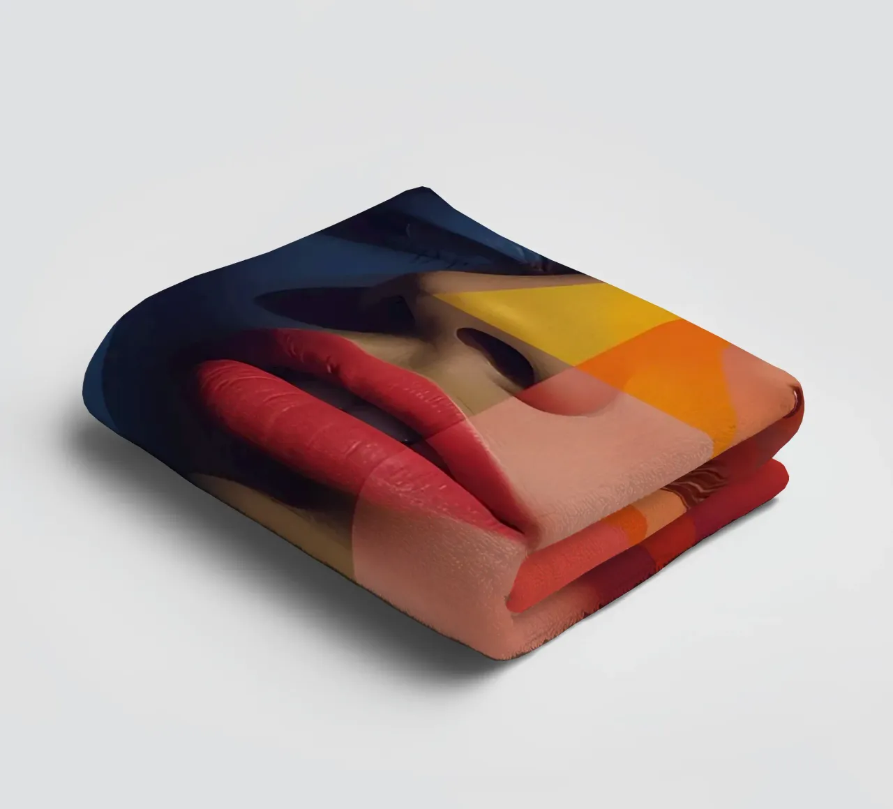 Abstract Geometric Portrait with Face and Shapes towel by DesignDoodle