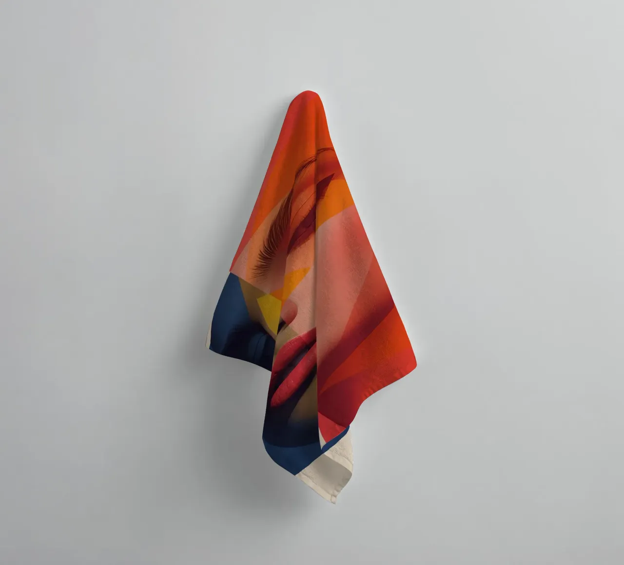 Abstract Geometric Portrait with Face and Shapes towel by DesignDoodle