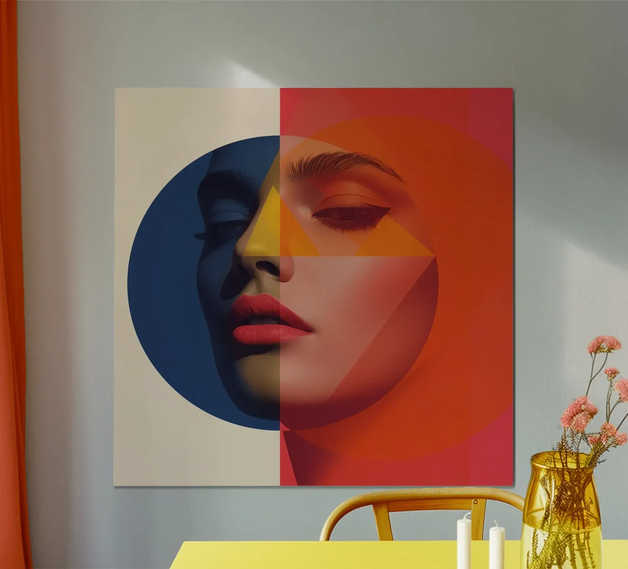 Ritratto geometrico astratto con volto e forme poster da DesignDoodle