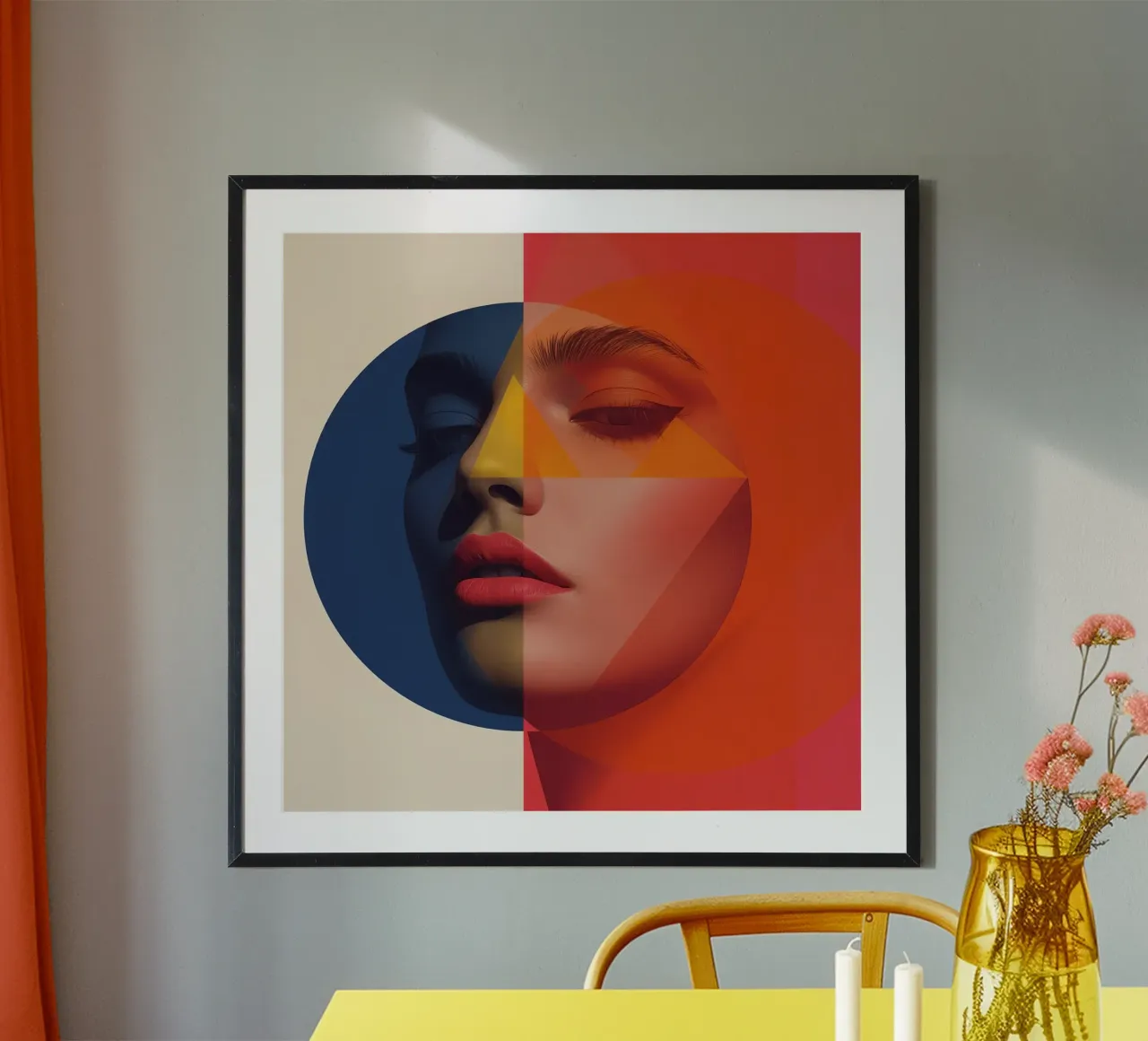 Ritratto geometrico astratto con volto e forme poster da DesignDoodle
