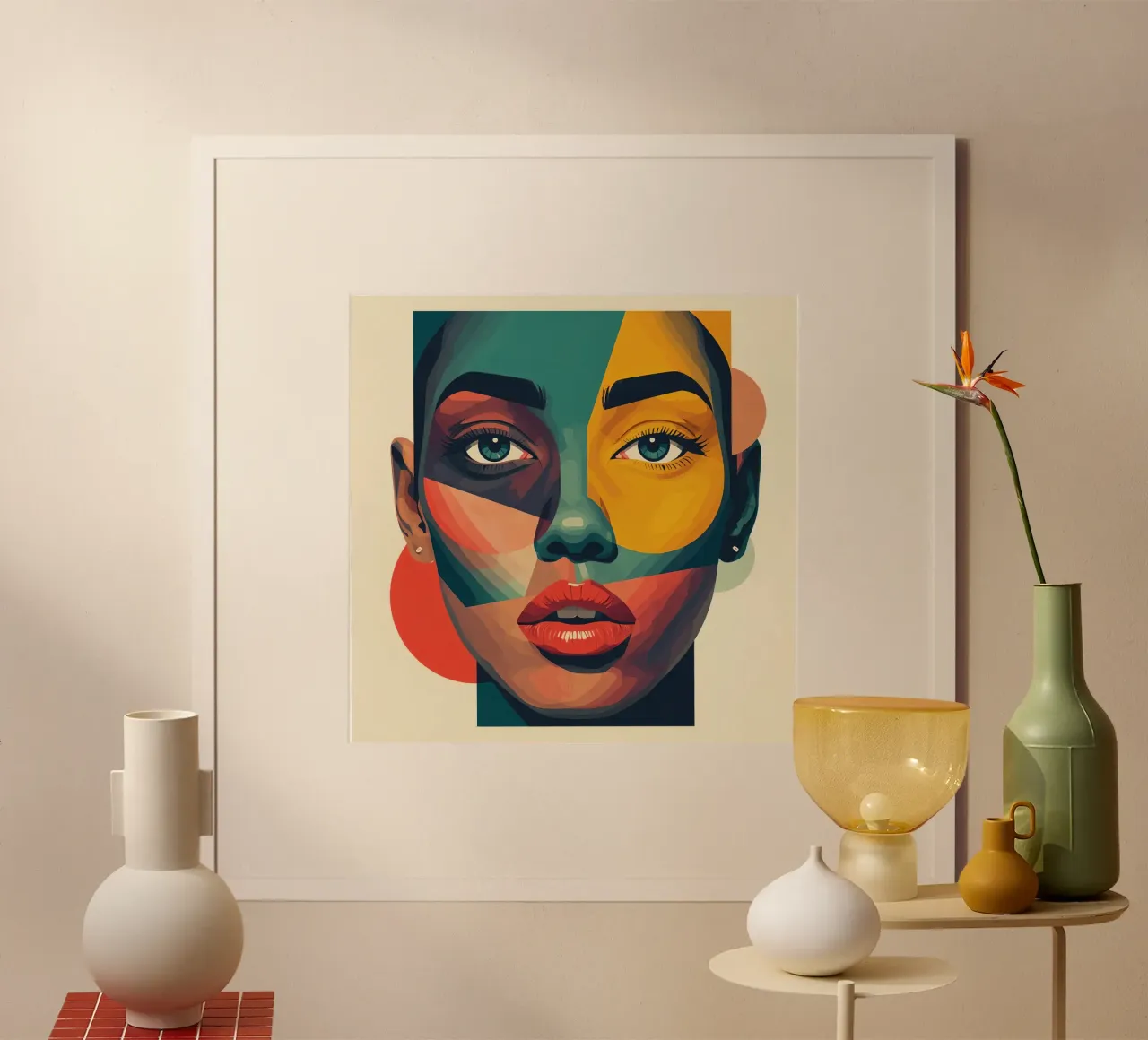 Ritratto astratto geometrico colorato di donna poster da DesignDoodle