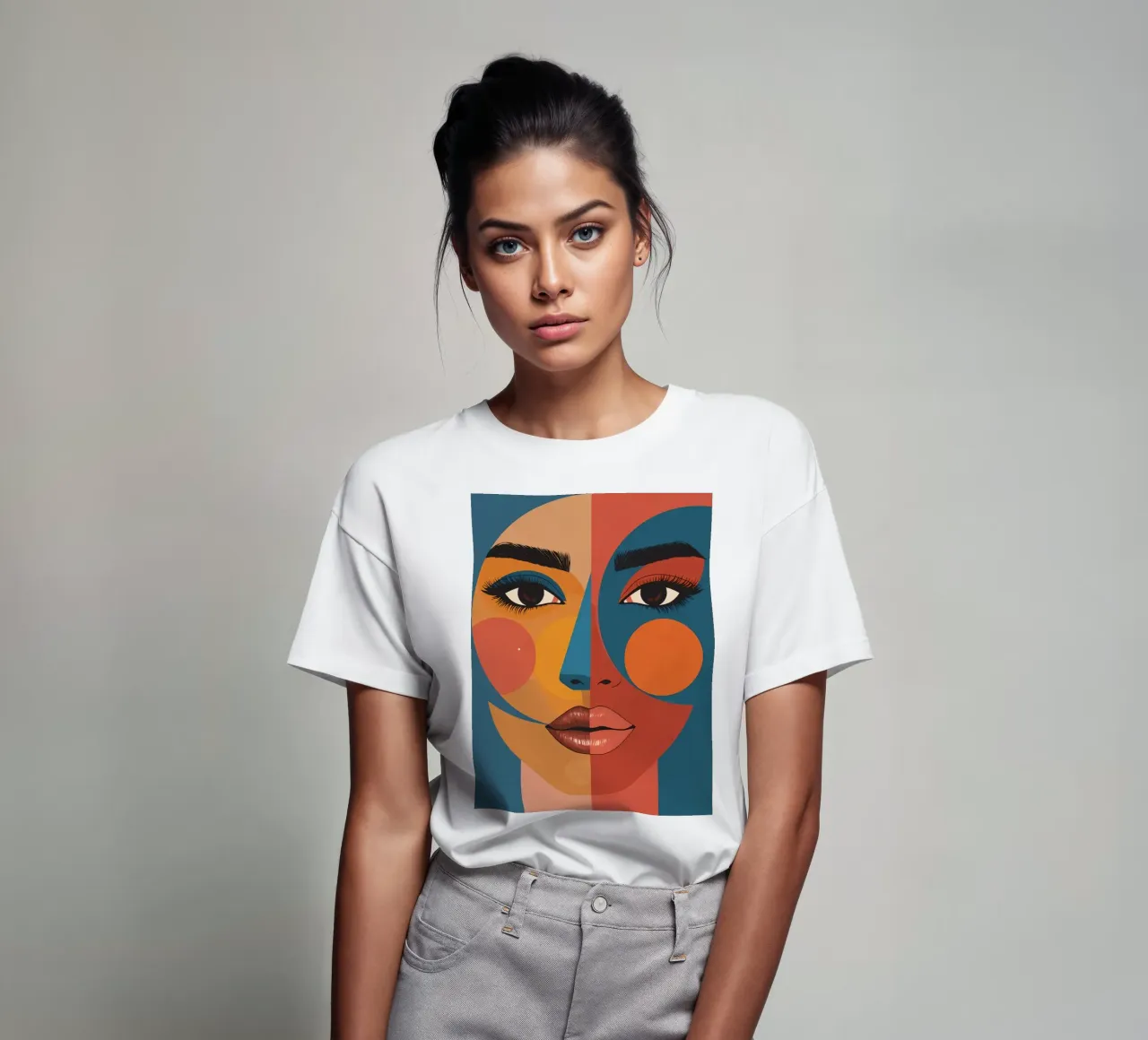 Ritratto astratto diviso da forme geometriche e colore t-shirt da DesignDoodle