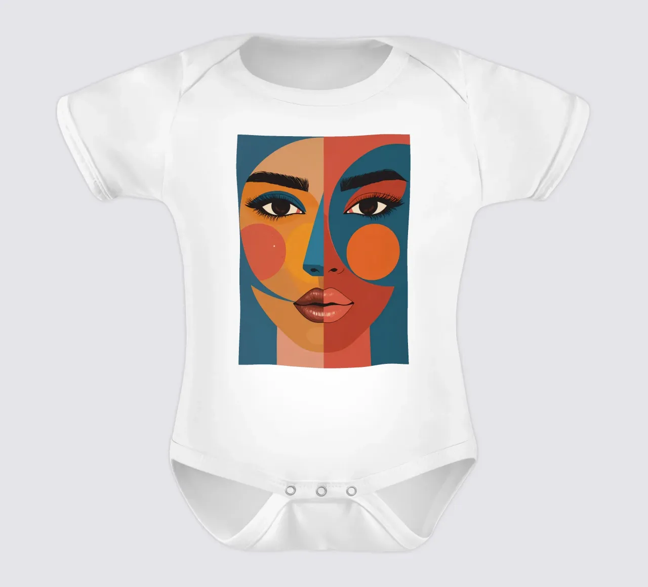 Ritratto astratto diviso da forme geometriche e colore body neonato maniche corte da DesignDoodle