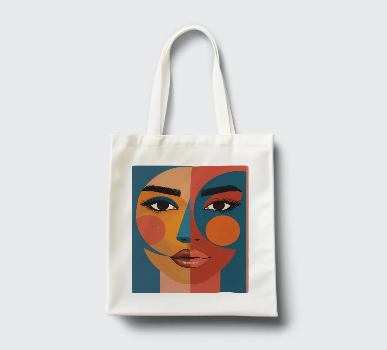 Ritratto astratto diviso da forme geometriche e colore borsa in juta da DesignDoodle