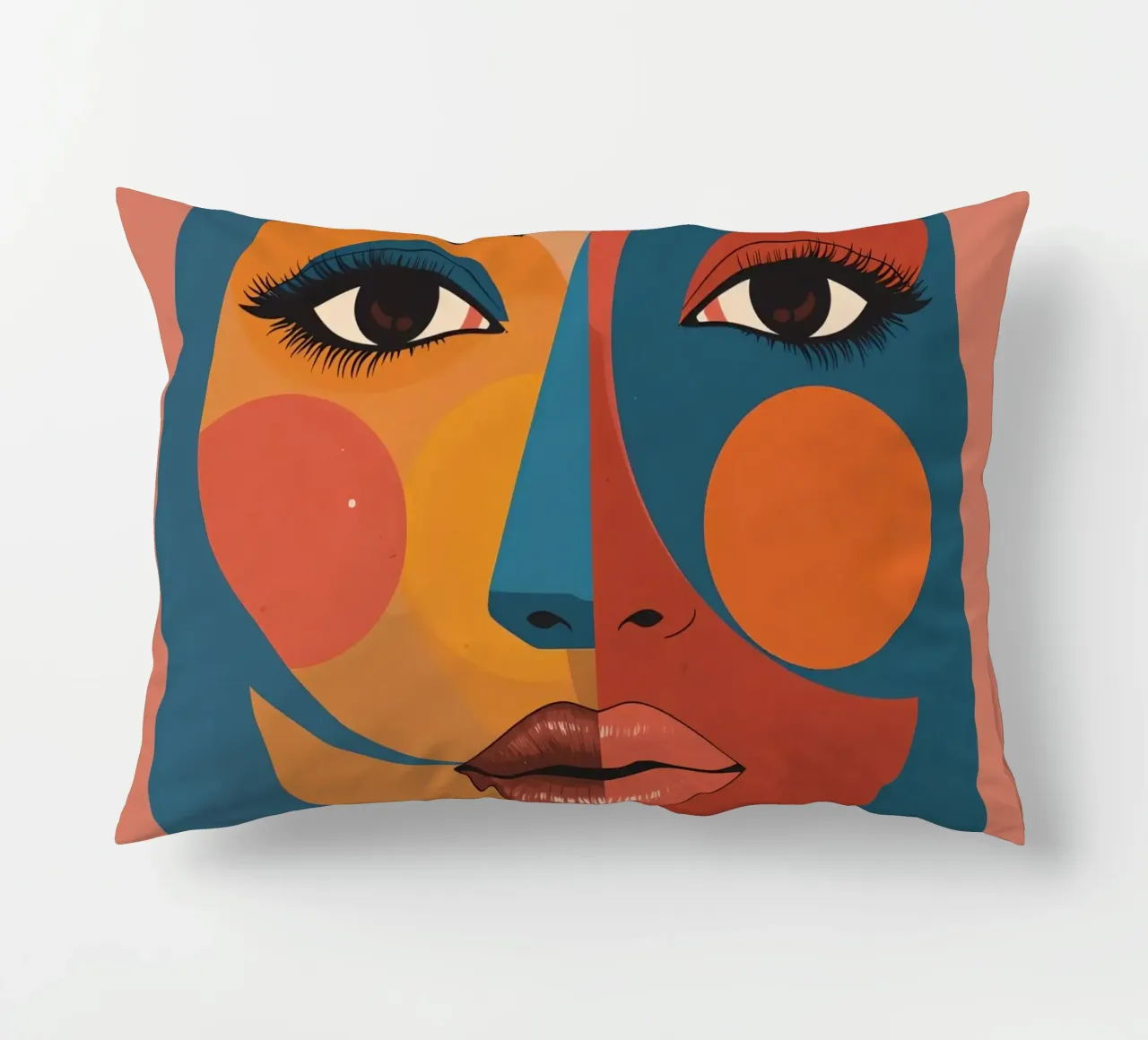 Ritratto astratto diviso da forme geometriche e colore cuscino da DesignDoodle