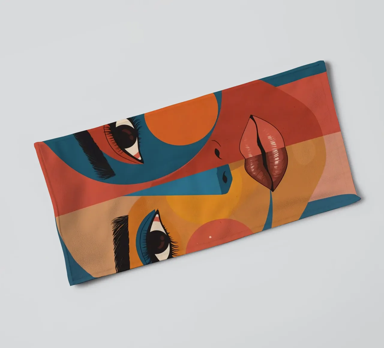 Ritratto astratto diviso da forme geometriche e colore asciugamano da bagno da DesignDoodle