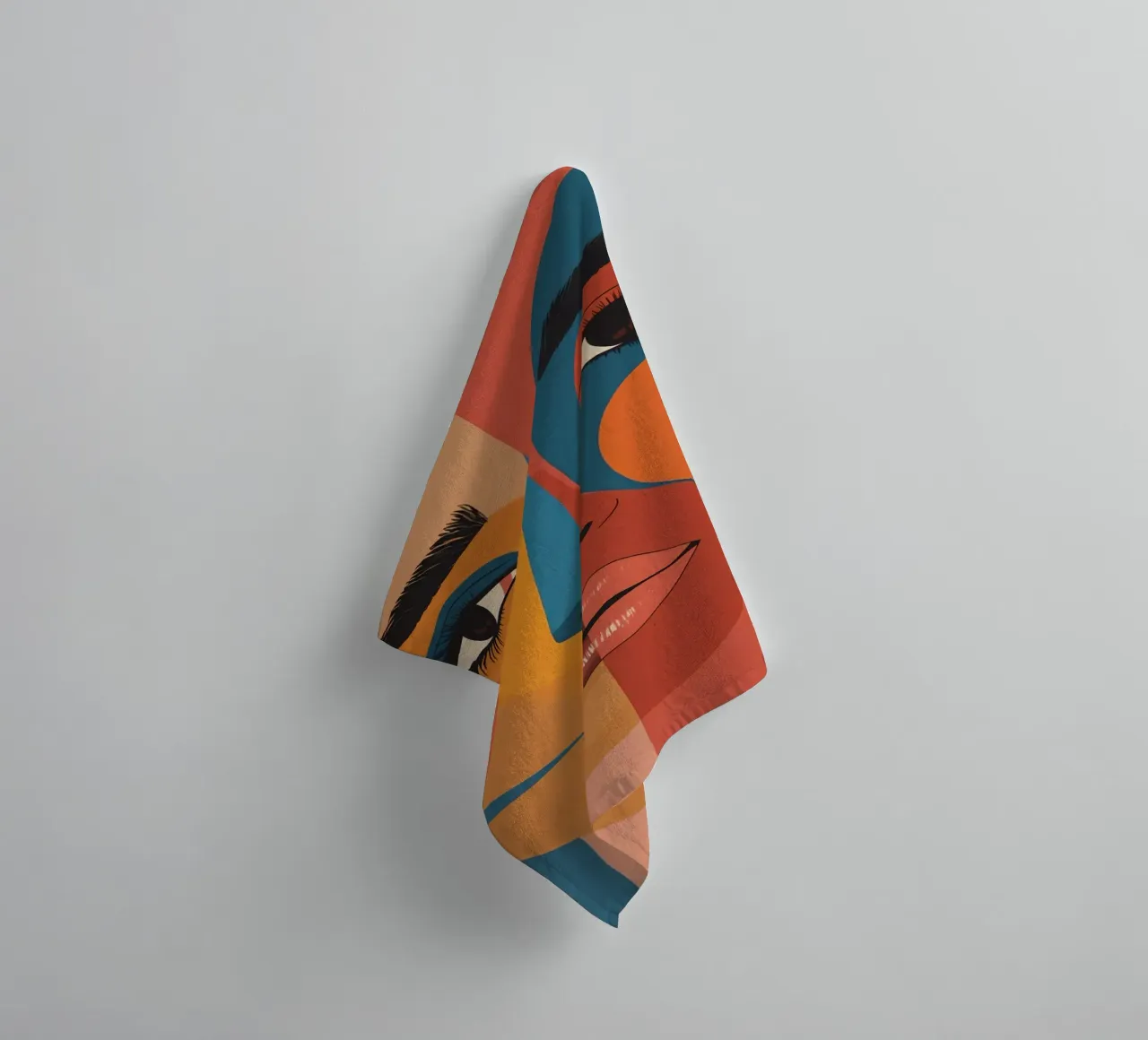 Ritratto astratto diviso da forme geometriche e colore asciugamano da bagno da DesignDoodle