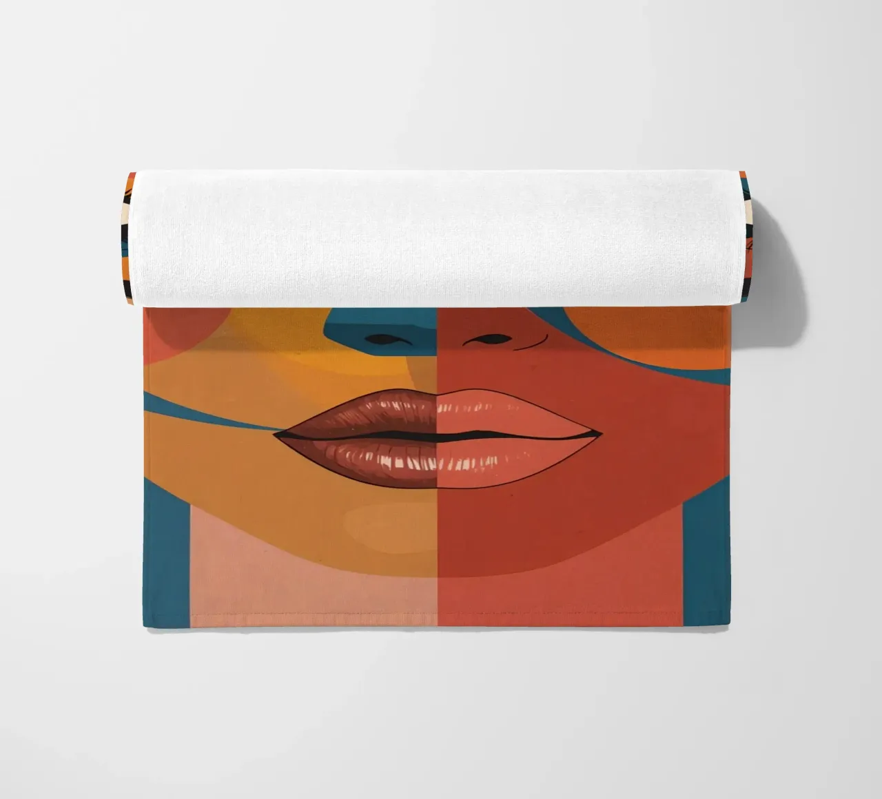 Ritratto astratto diviso da forme geometriche e colore telo mare da DesignDoodle