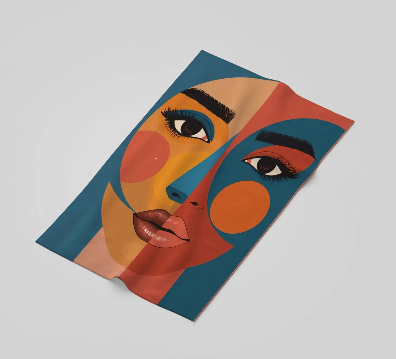 Ritratto astratto diviso da forme geometriche e colore telo mare da DesignDoodle