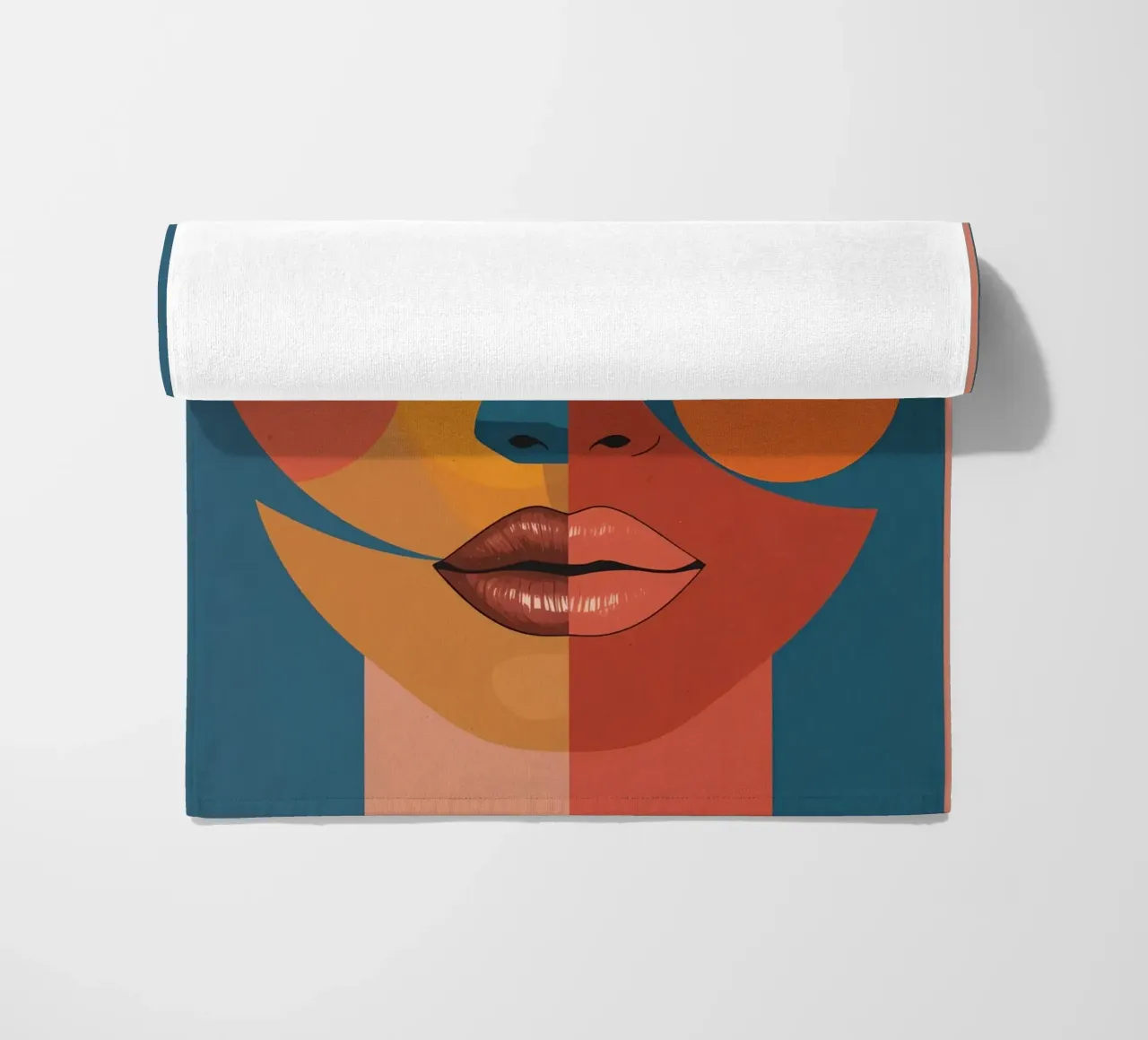 Ritratto astratto diviso da forme geometriche e colore telo mare da DesignDoodle