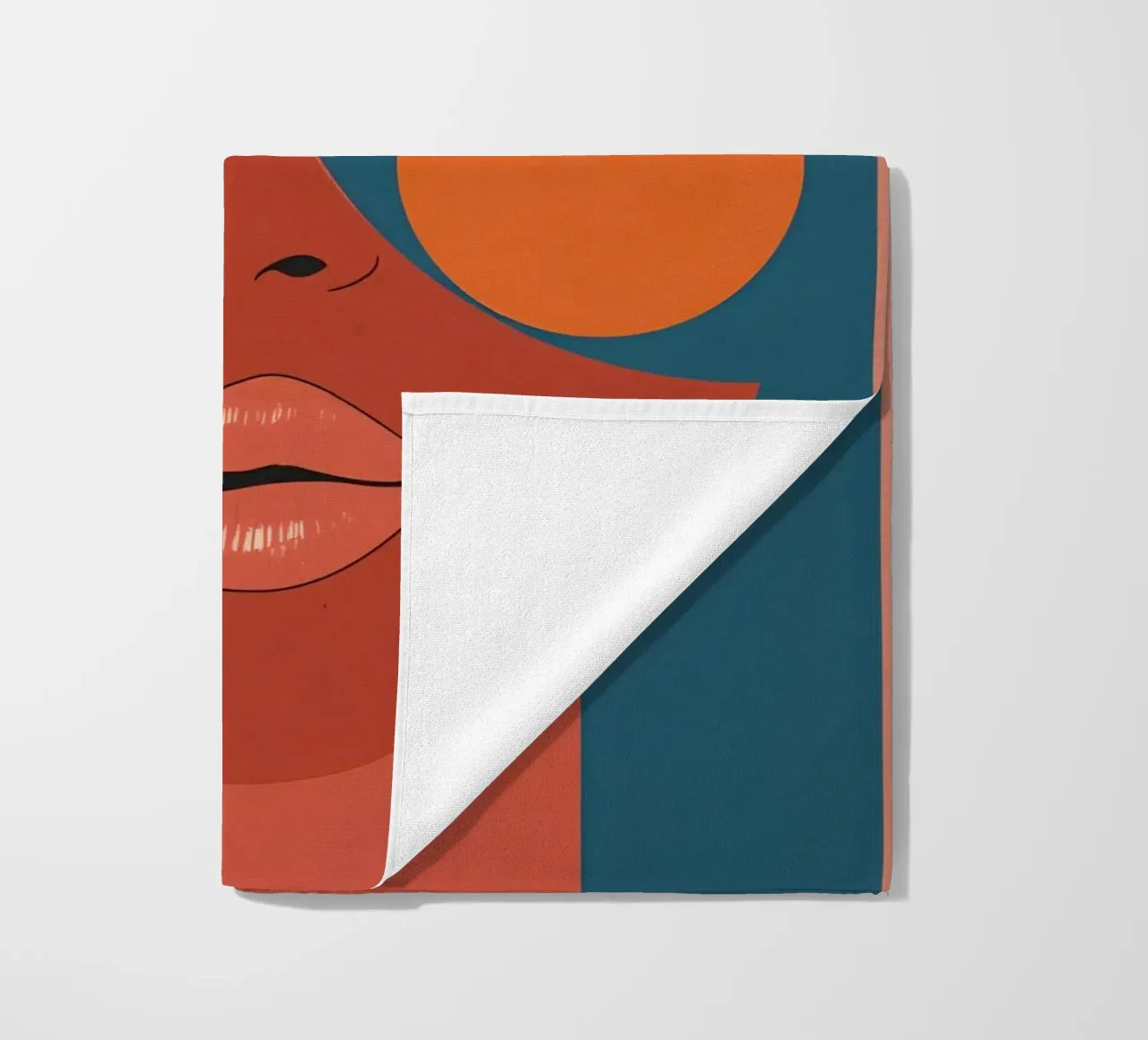 Ritratto astratto diviso da forme geometriche e colore telo mare da DesignDoodle