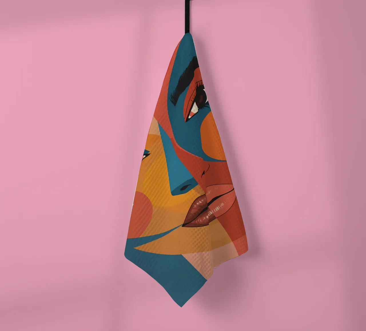 Ritratto astratto diviso da forme geometriche e colore canovaccio da cucina da DesignDoodle