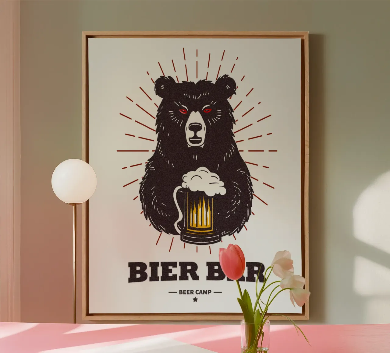 Orso della birra - Campo della birra tela con Cornice a cassetta da Black Sign Artwork