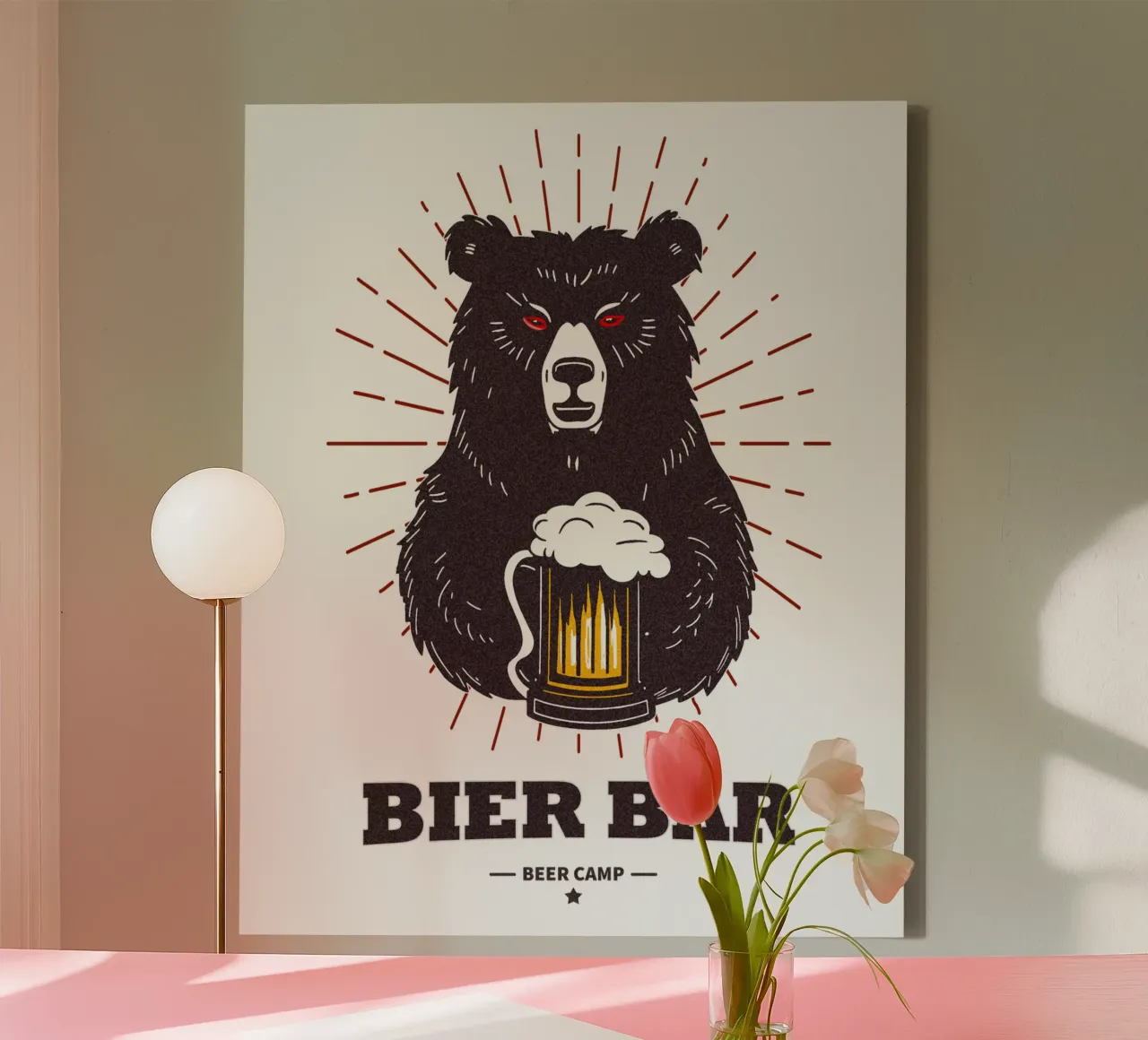 Orso della birra - Campo della birra tela con Cornice a cassetta da Black Sign Artwork