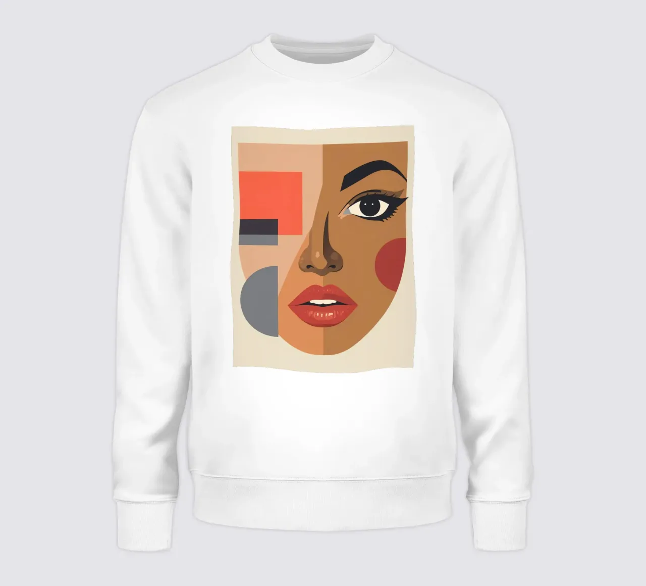 Ritratto astratto Forme geometriche e viso di donna felpa da DesignDoodle